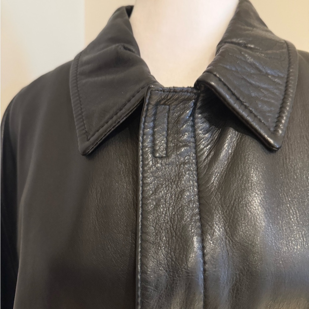 Authentic PRADA vintage black leather men overcoat size54/IT/44US/XL